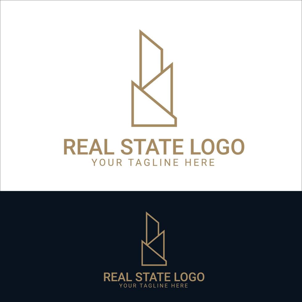 svart och guld Färg företags- logotyp design för verklig egendom med geometrisk former vektor