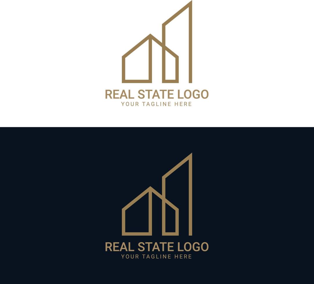 schwarz und Gold Farbe korporativ Logo Design zum echt Nachlass mit geometrisch Formen vektor