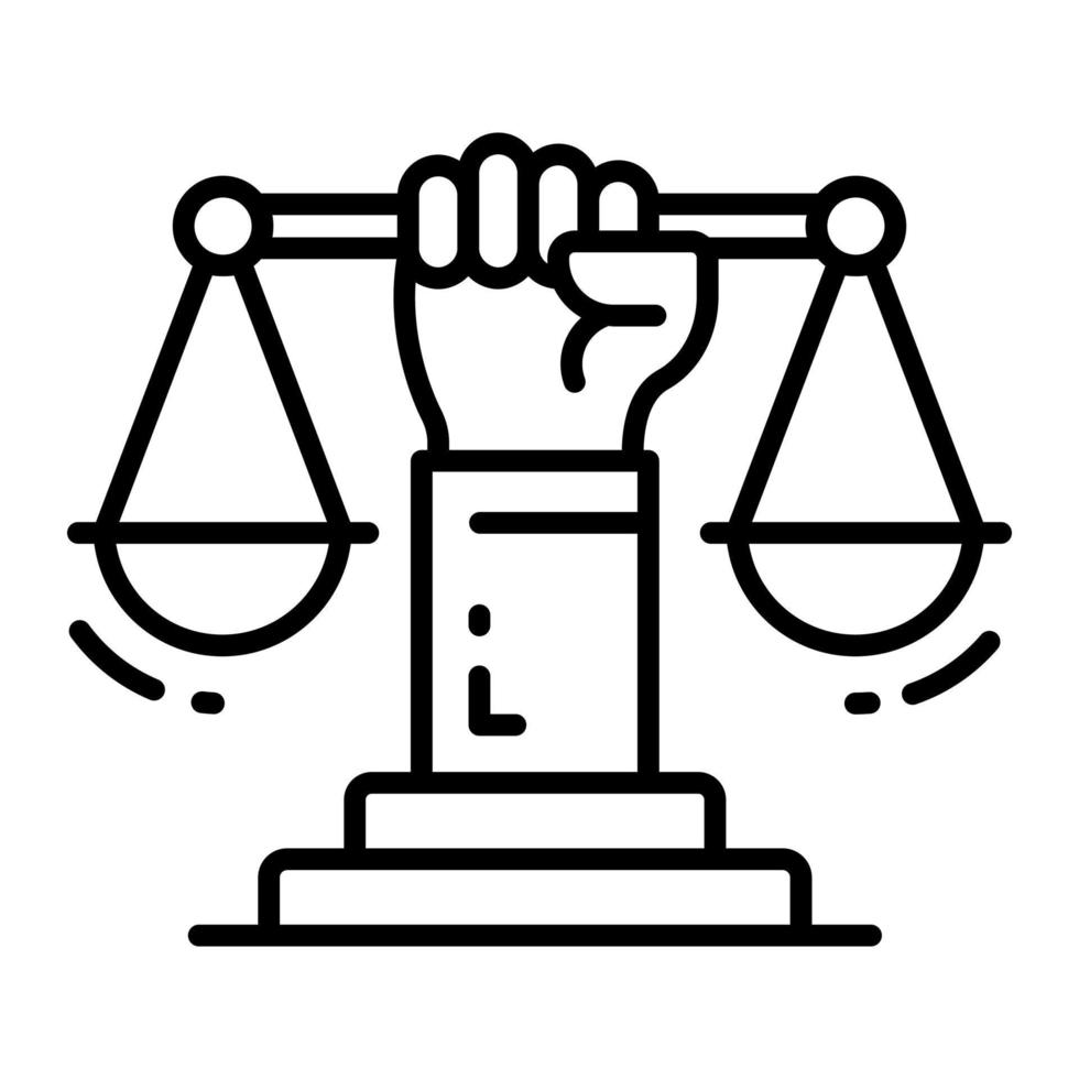 Hand halten Balance Rahmen bezeichnet Vektor von Gerechtigkeit, einfach zu verwenden Symbol