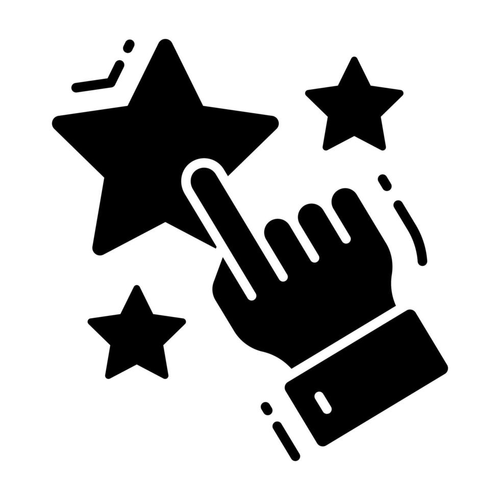 drei Star mit Hand zeigen Konzept von Bewertung Symbol im modern Stil vektor