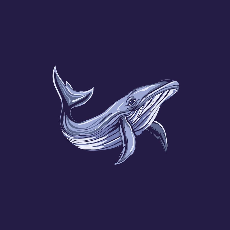 sanft Riesen, ein handgemalt Illustration von ein majestätisch Blau Wal vektor