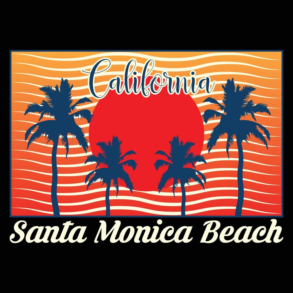 kalifornien santa monica strand t-shirt design vektor