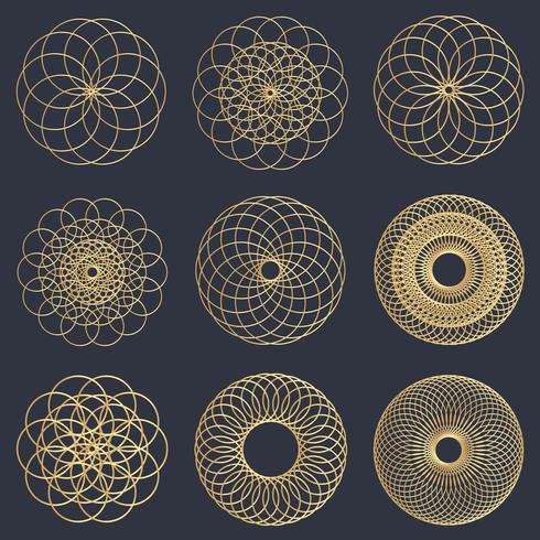 Guld geometriska cirkeldesigner vektor