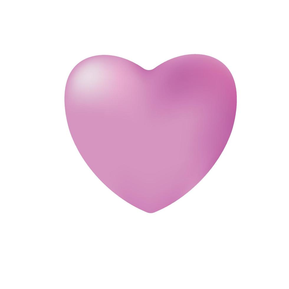 3d hjärta rosa kärlek form tecknad serie söt enkel vektor