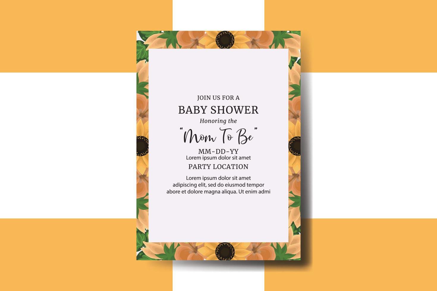 Baby Dusche Gruß Karte Sonnenblume Design Vorlage vektor