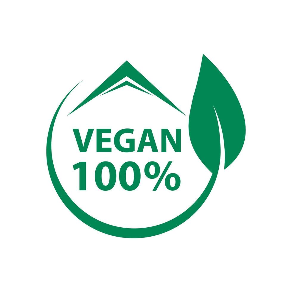 vegan ikon bio ekologi organisk, logotyper etikett tag gröna blad vektor