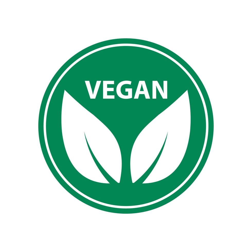vegan ikon bio ekologi organisk, logotyper etikett tag gröna blad vektor