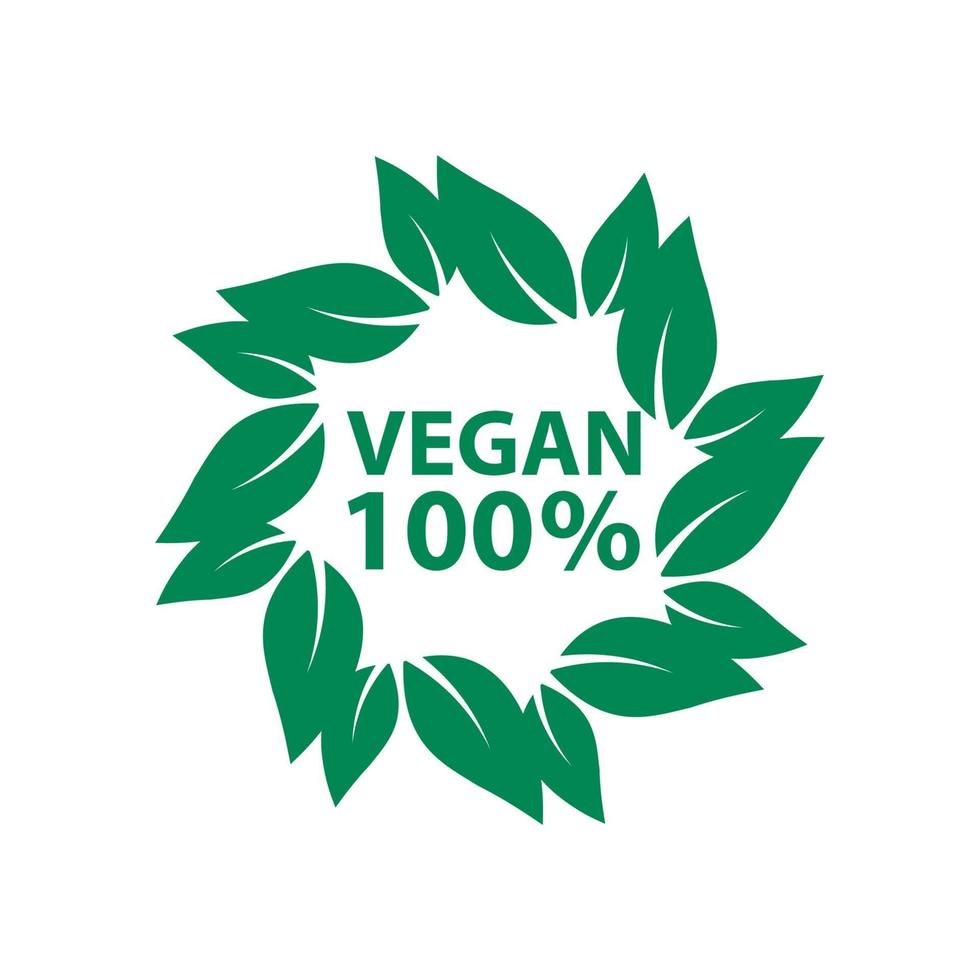 vegan ikon bio ekologi organisk, logotyper etikett tag gröna blad vektor