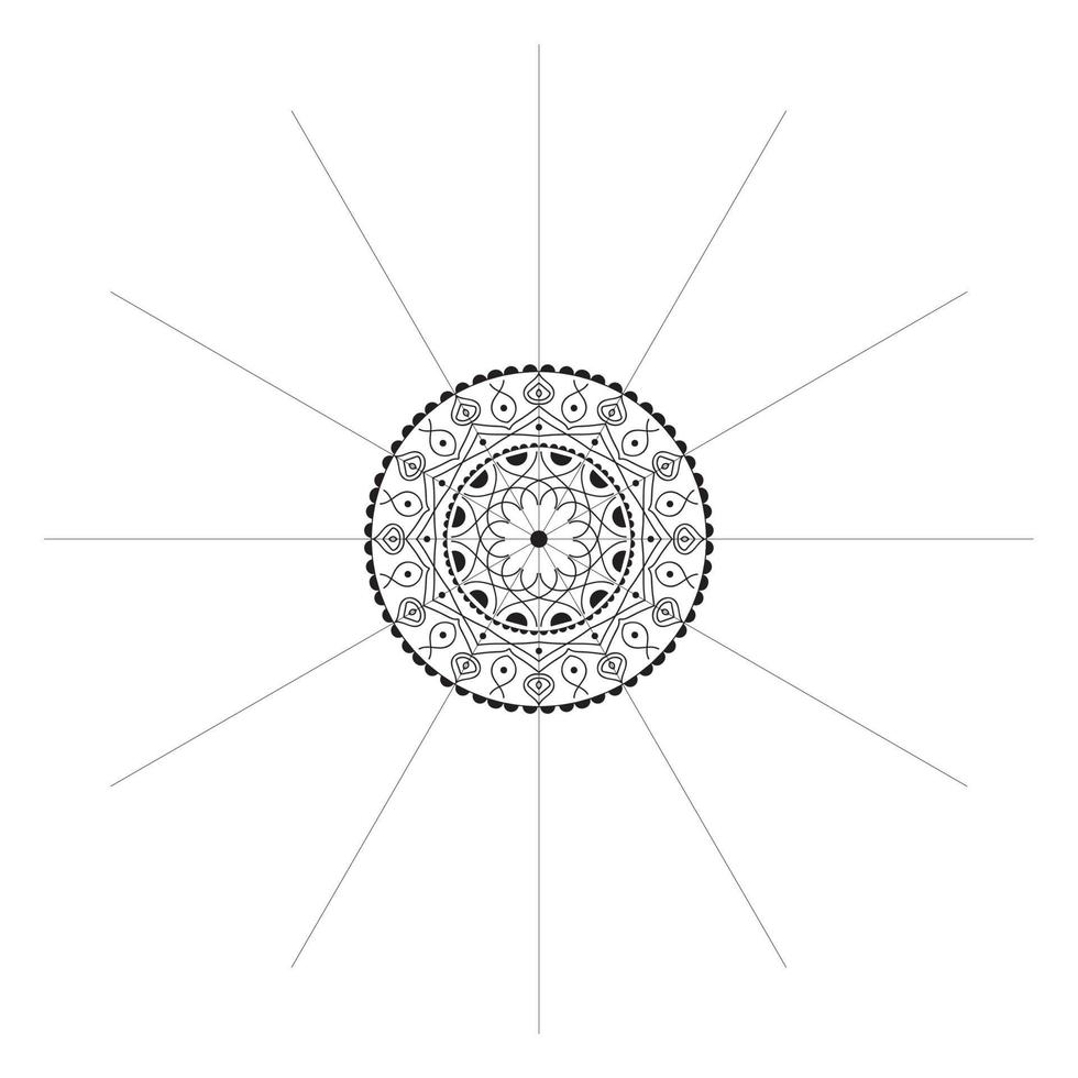 Mandala Blume gerundet Design vektor