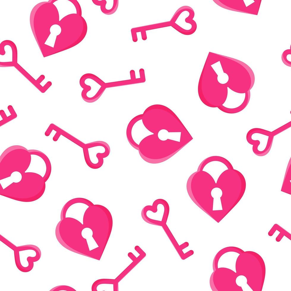 sömlösa mönster av rosa nyckel och hjärtlås för bröllop eller alla hjärtans dag. vektor