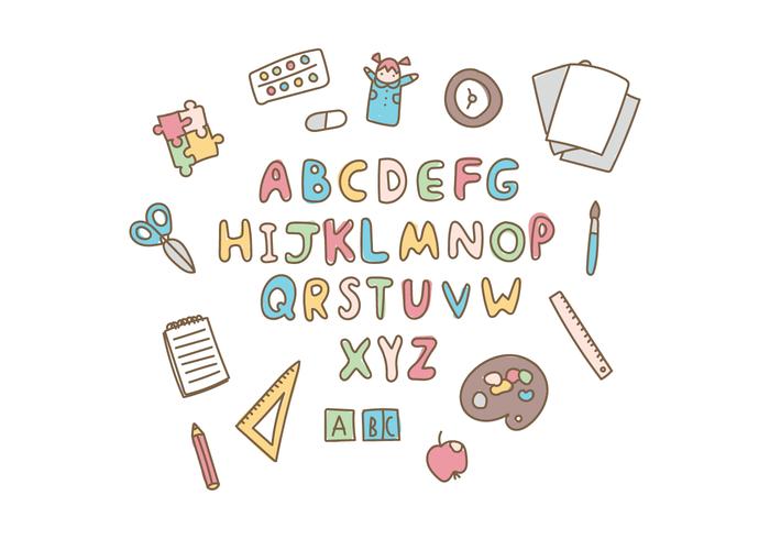 doodled school alphabet vektor