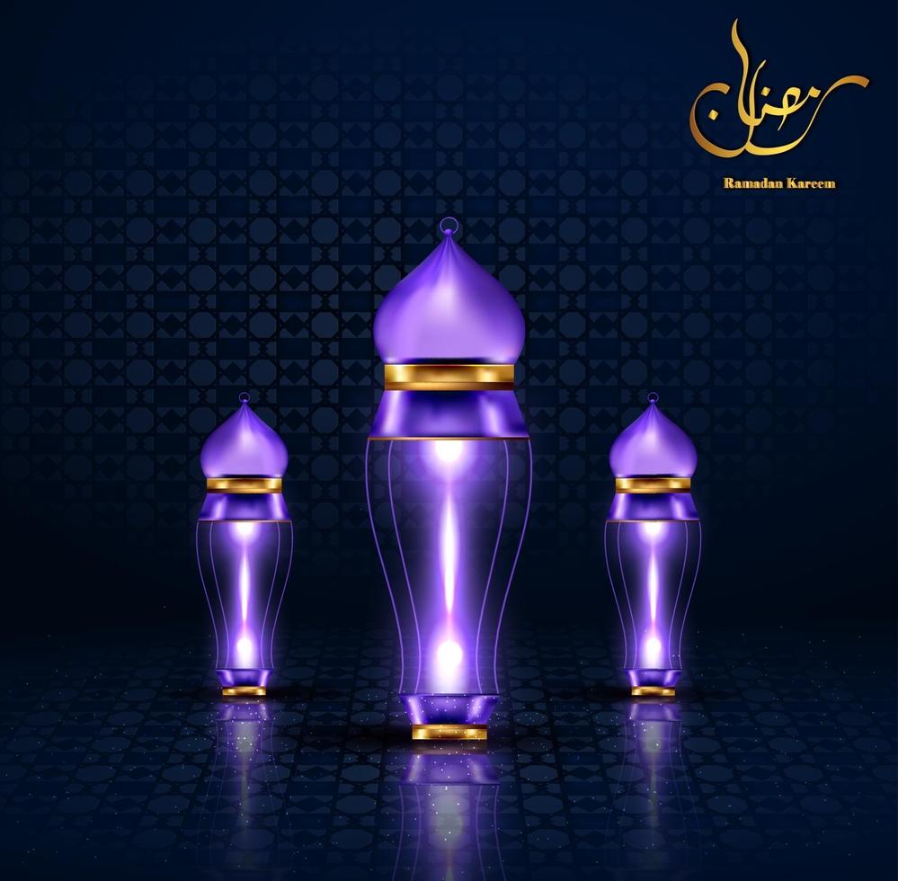 Ramadan Kareem Grußkarte mit Lampe Laterne vektor