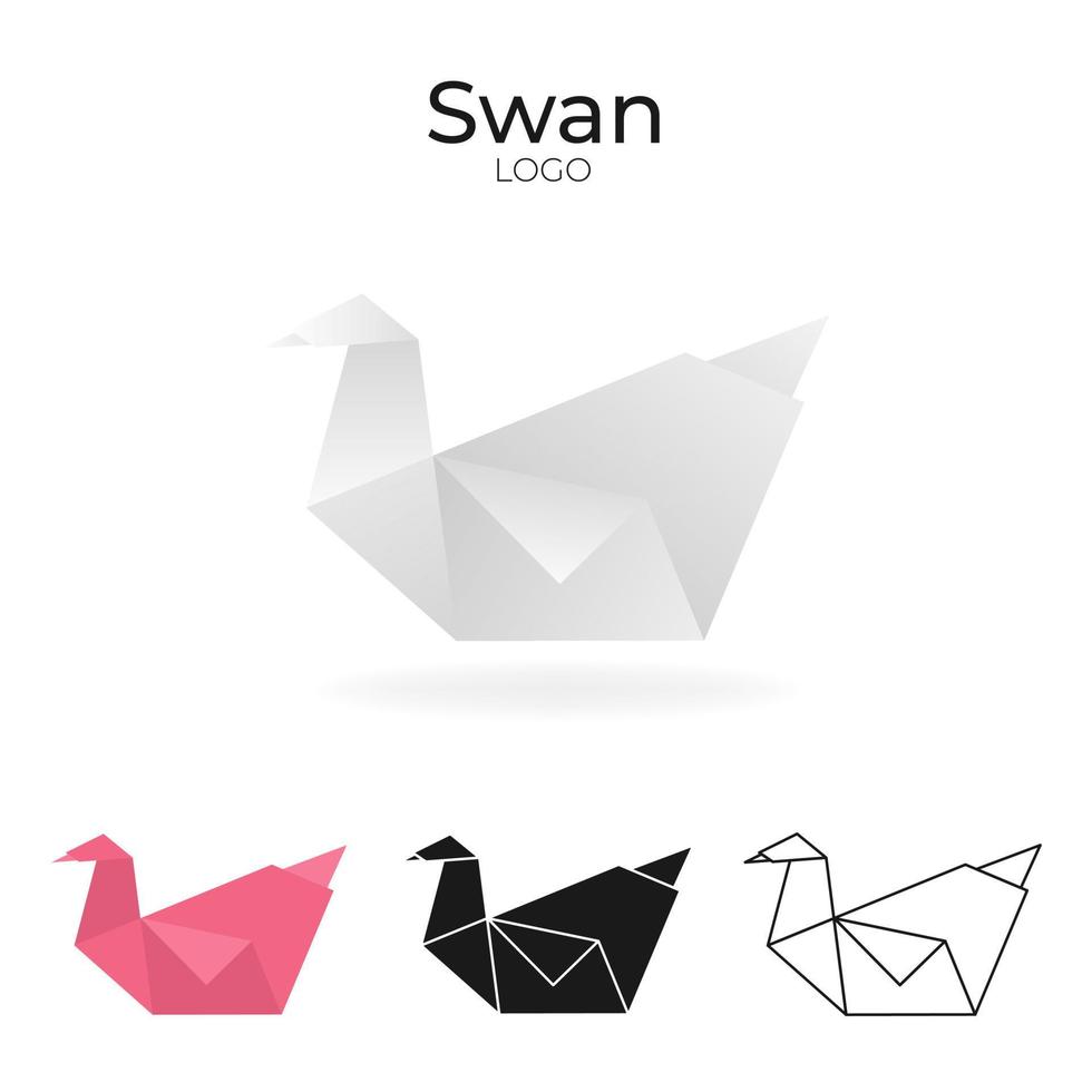 Origami Vektor Logo einstellen mit Dinosaurier. isoliert Logo im anders Variationen. Gradient, Farbe, schwarz und Gliederung Logo zum Unternehmen, Grafik Design und damit An.