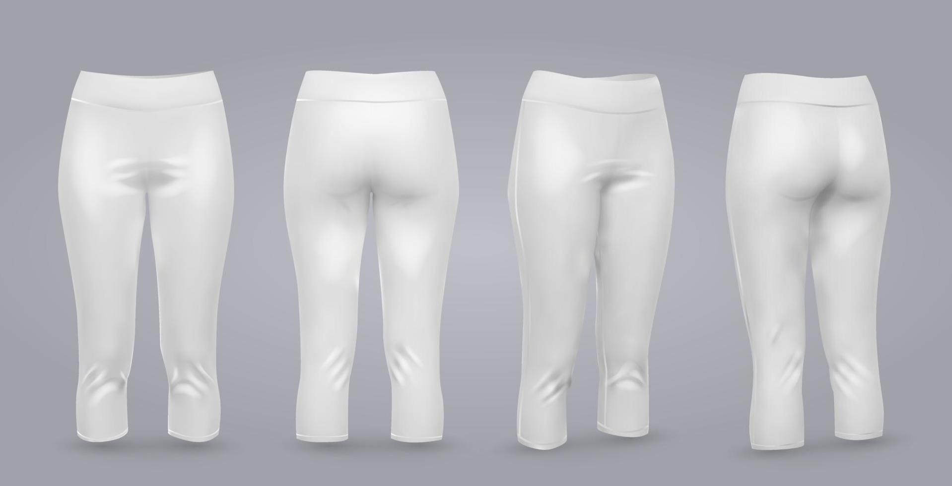 kvinnlig leggings mockup framför och bakifrån, isolerad på en grå bakgrund. 3D realistisk vektorillustration vektor