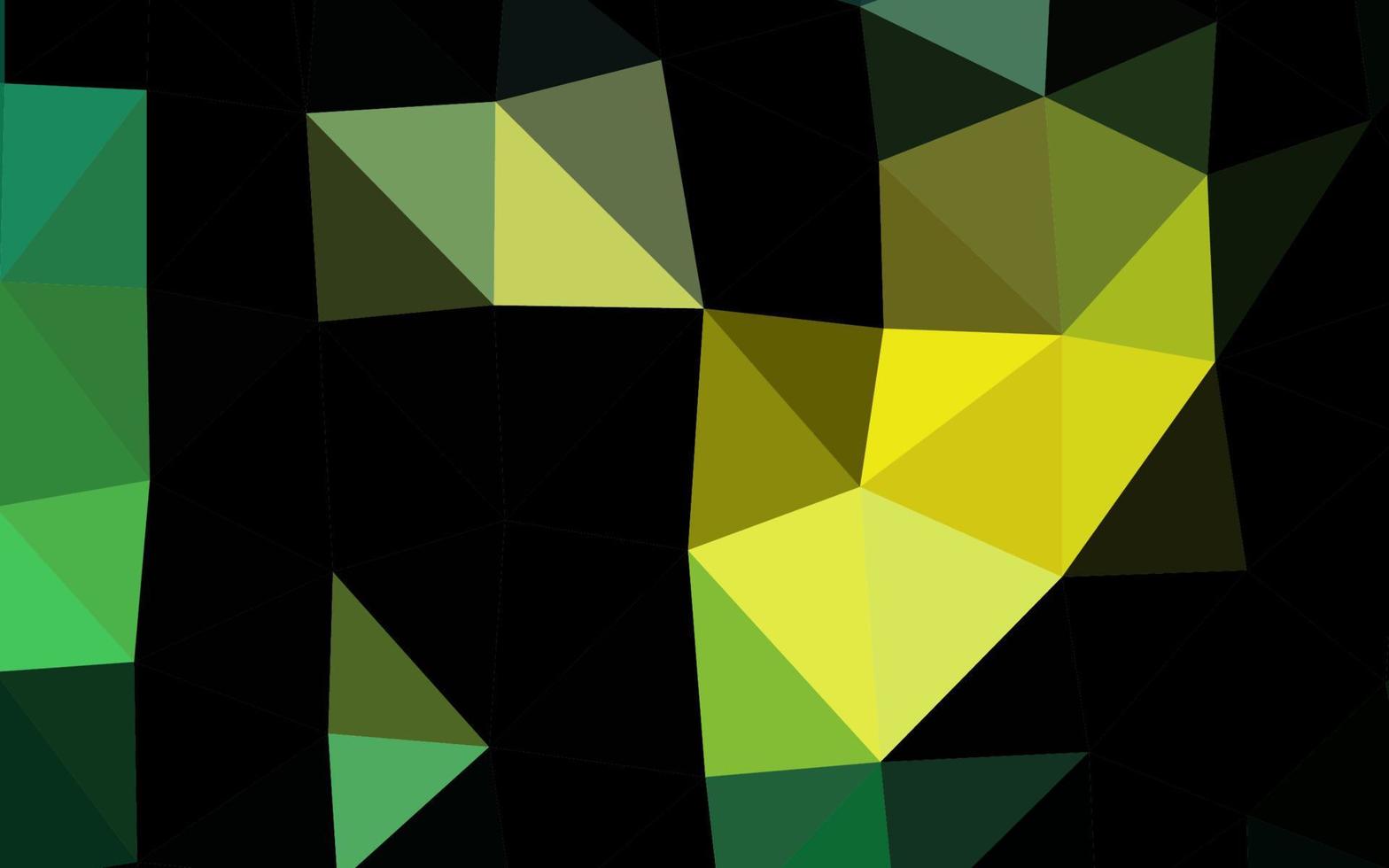 mörkgrön, gul vektor triangel mosaik textur.