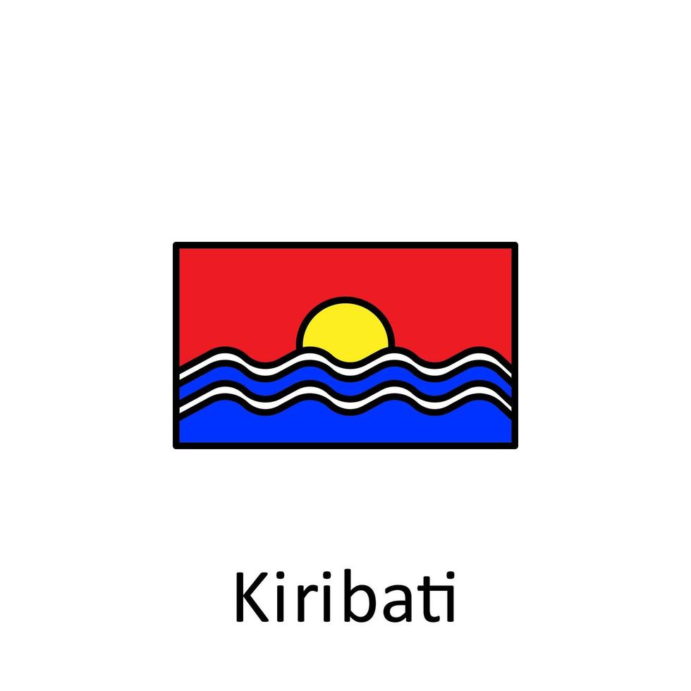 nationell flagga av kiribati i enkel färger med namn vektor ikon illustration