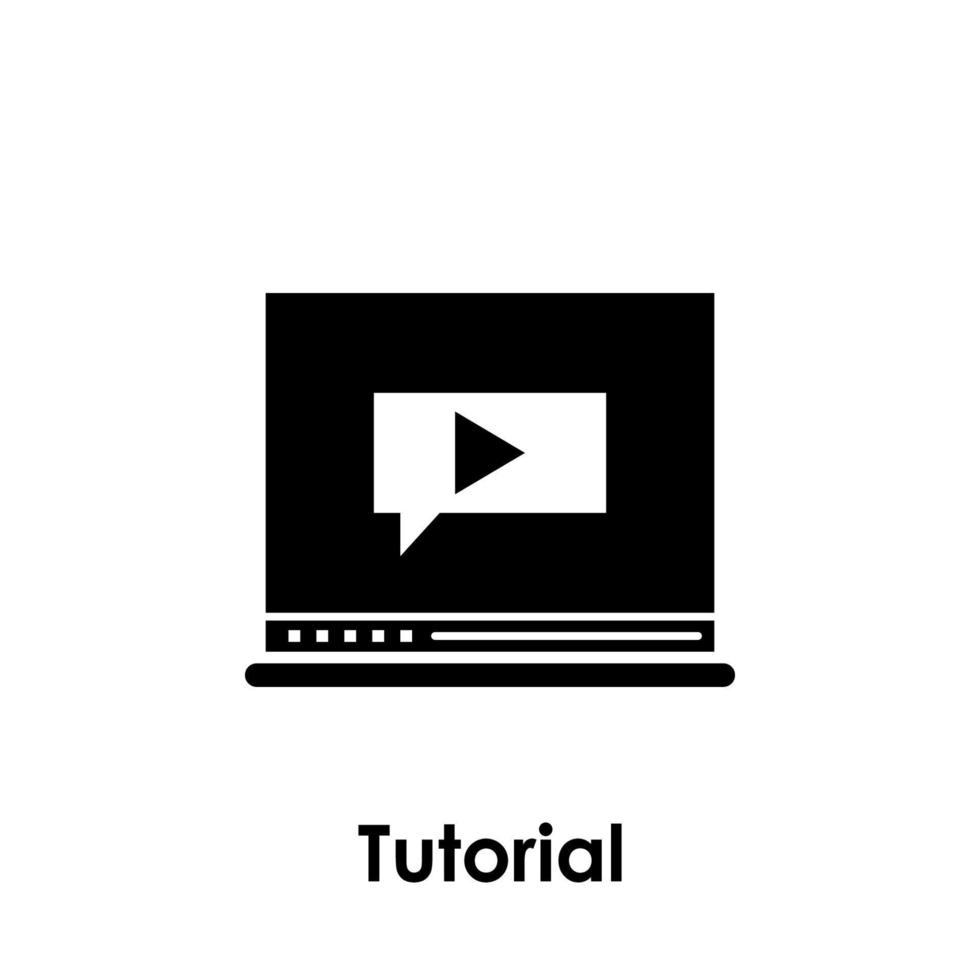 Laptop, Lernprogramm, Blase, Video Vektor Symbol Illustration