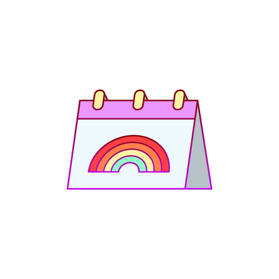 Kalender, Regenbogen, Stolz Tag Vektor Symbol Illustration