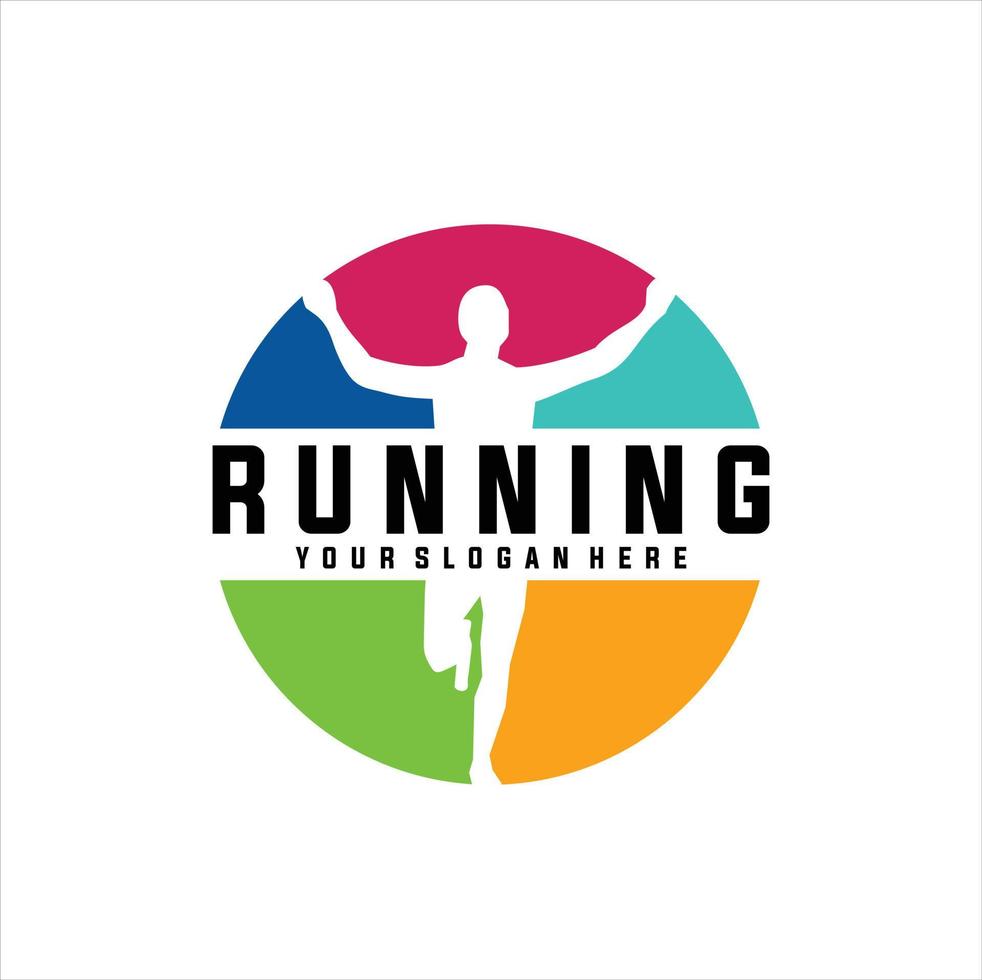 löpning man silhuett logotyp mönster, maraton logotyp mall, löpning klubb eller sporter klubb vektor