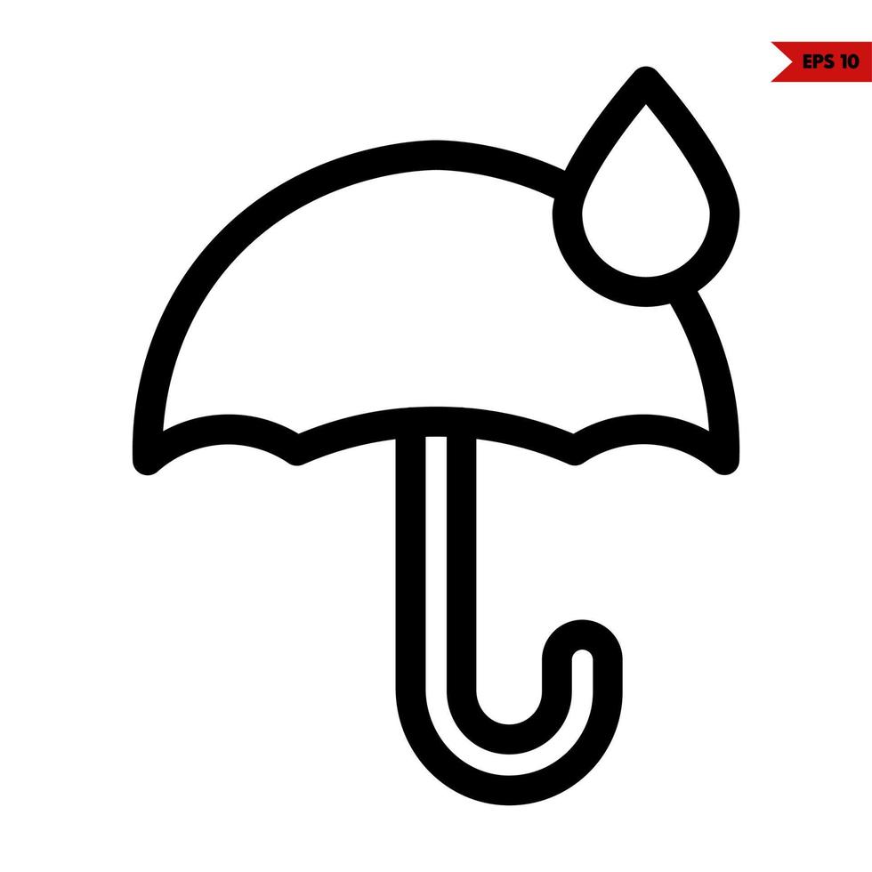 regn med paraply linje ikon vektor