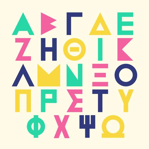 Griechisches Alphabet auf Memphis Style Letters Font Set vektor