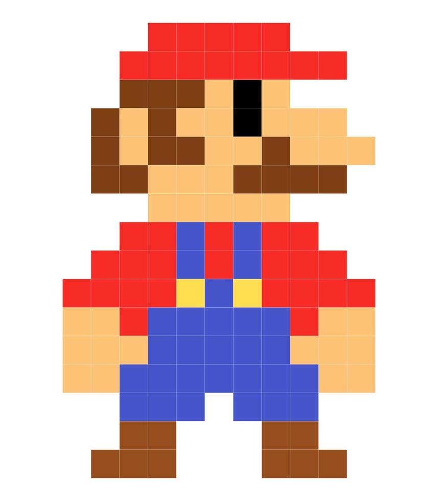 Super Mario Welt Spiel Elemente. Pixel Arkade Spiel. Vektor redaktionell Symbole