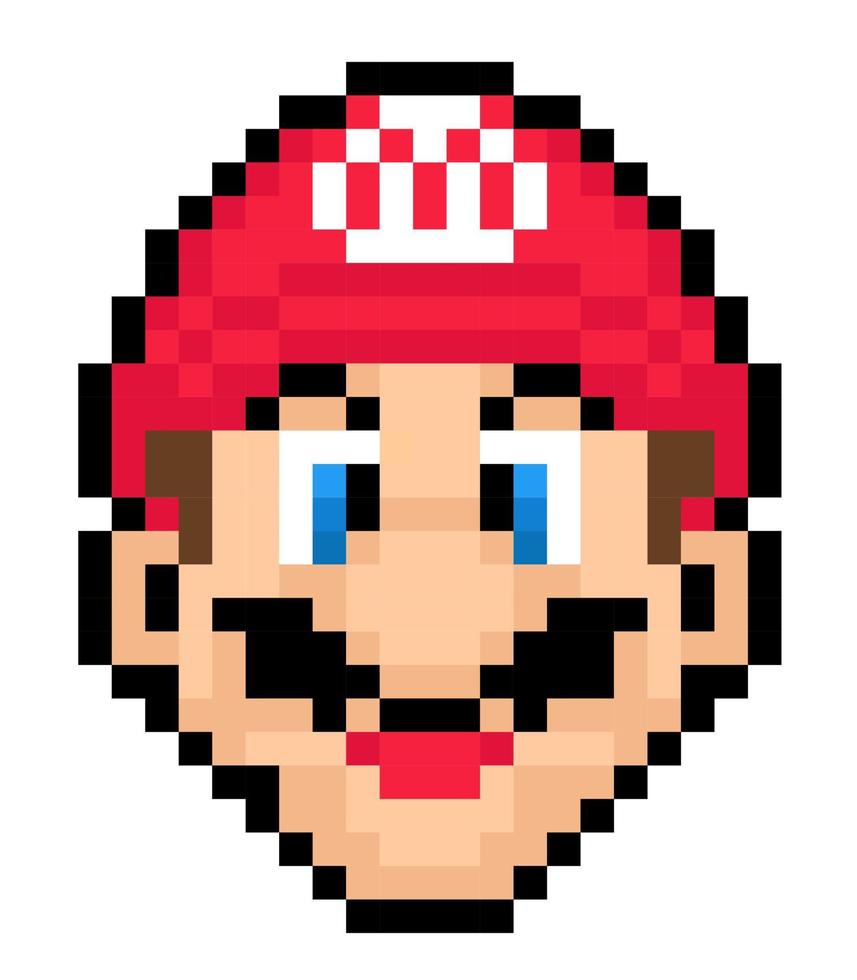 Super Mario Pixel Kunst Vektor Illustration. Mario Symbol