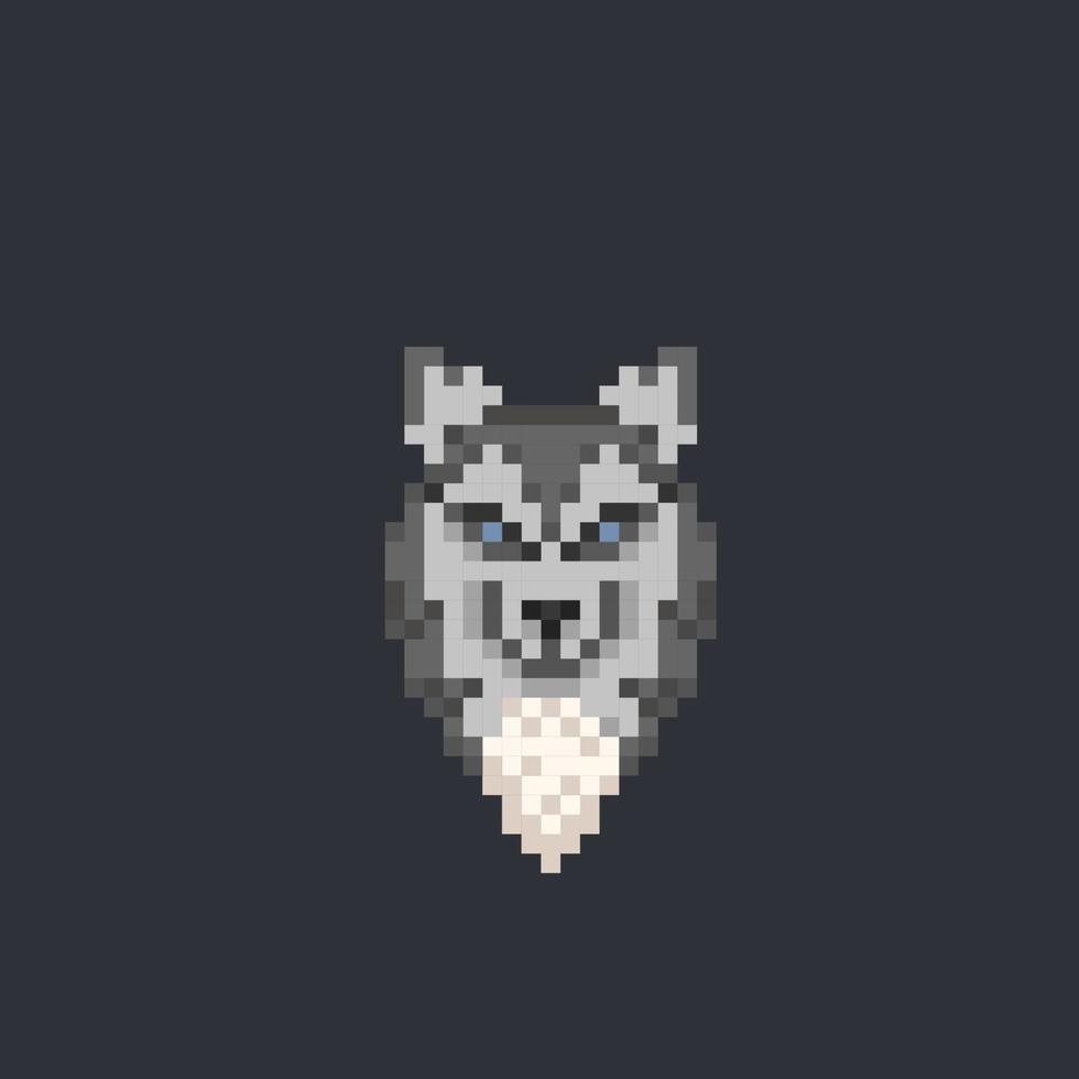 Wolf Kopf im Pixel Kunst Stil vektor