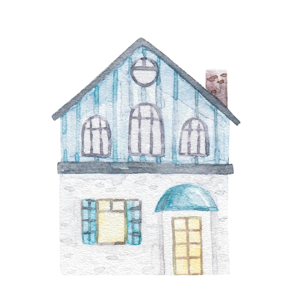 Haus im anders Farben und Größe, Aquarell kindisch Illustration vektor