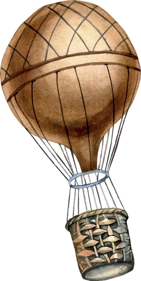 retro heiß Luft Ballon Jahrgang Stil Aquarell Illustration isoliert. vektor