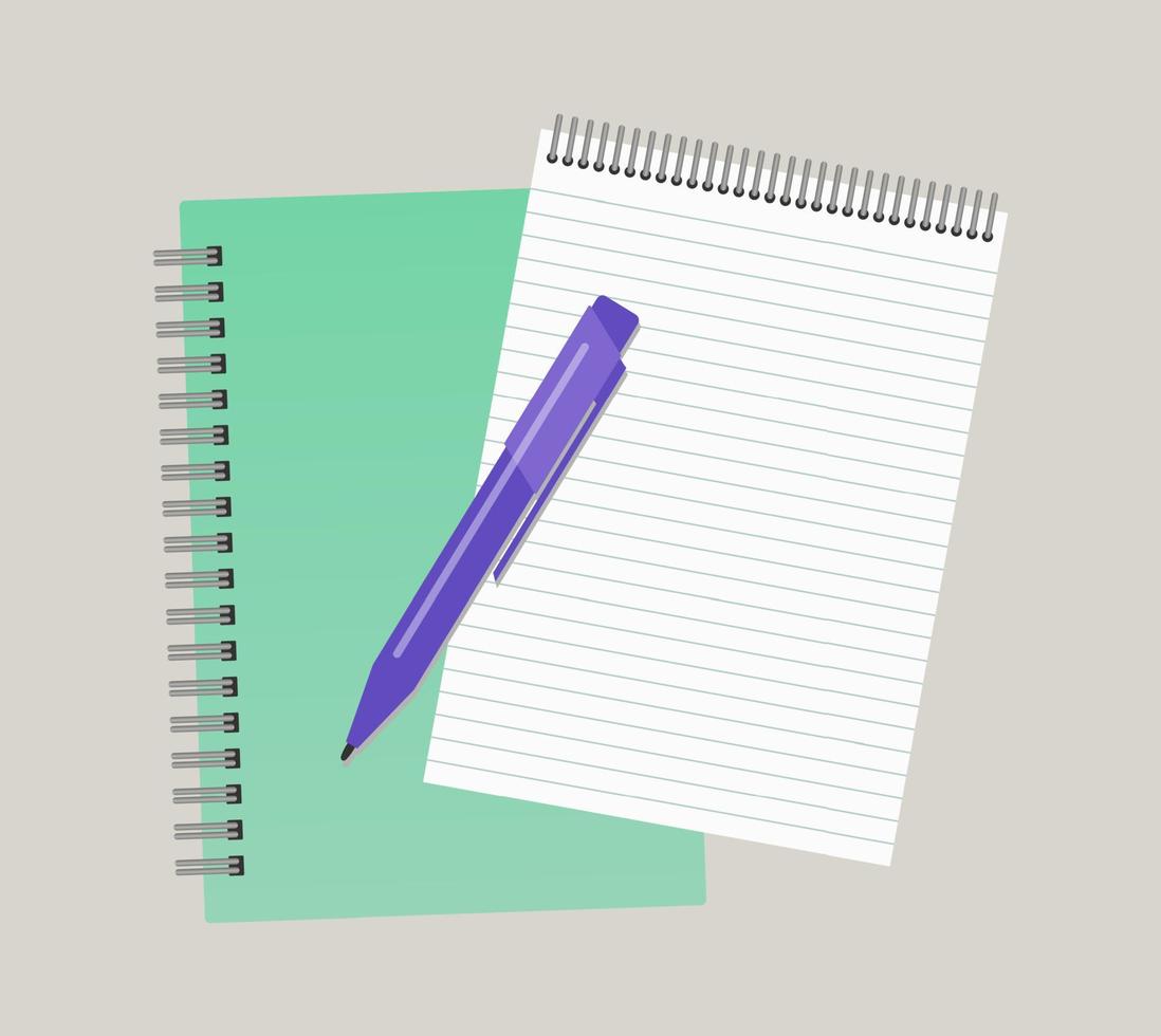två anteckningsblock och en penna. vektor illustration