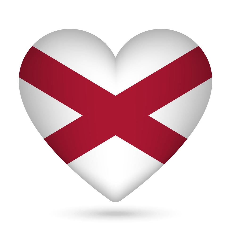 nordlig irland flagga i hjärta form. vektor illustration.