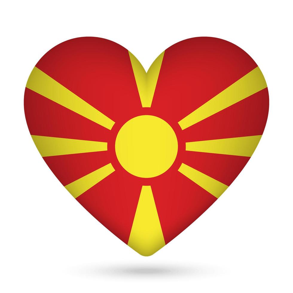 norr macedonia flagga i hjärta form. vektor illustration.