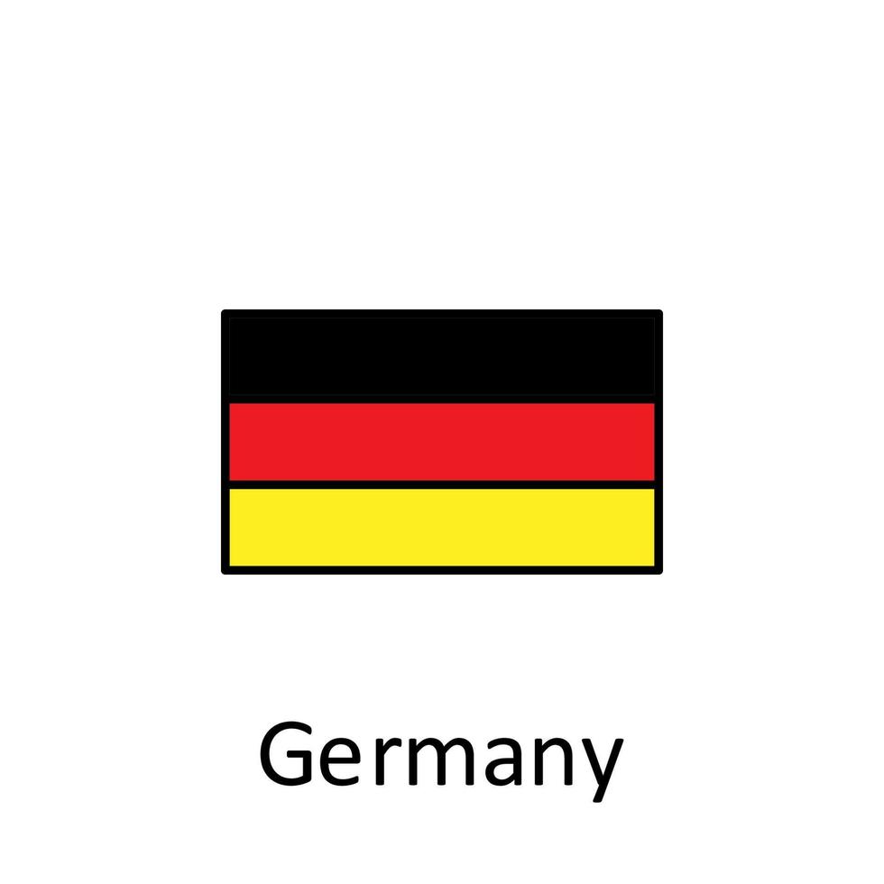 National Flagge von Deutschland im einfach Farben mit Name Vektor Symbol Illustration