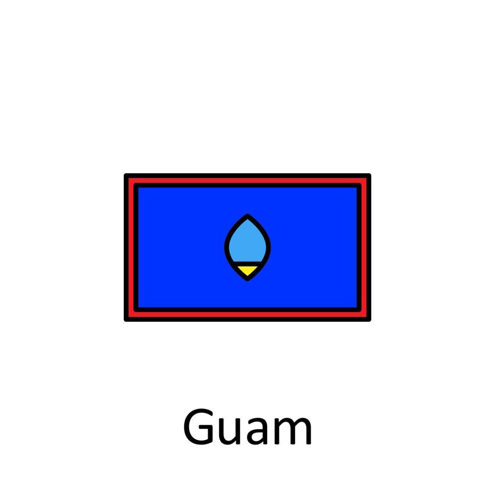 nationell flagga av guam i enkel färger med namn vektor ikon illustration