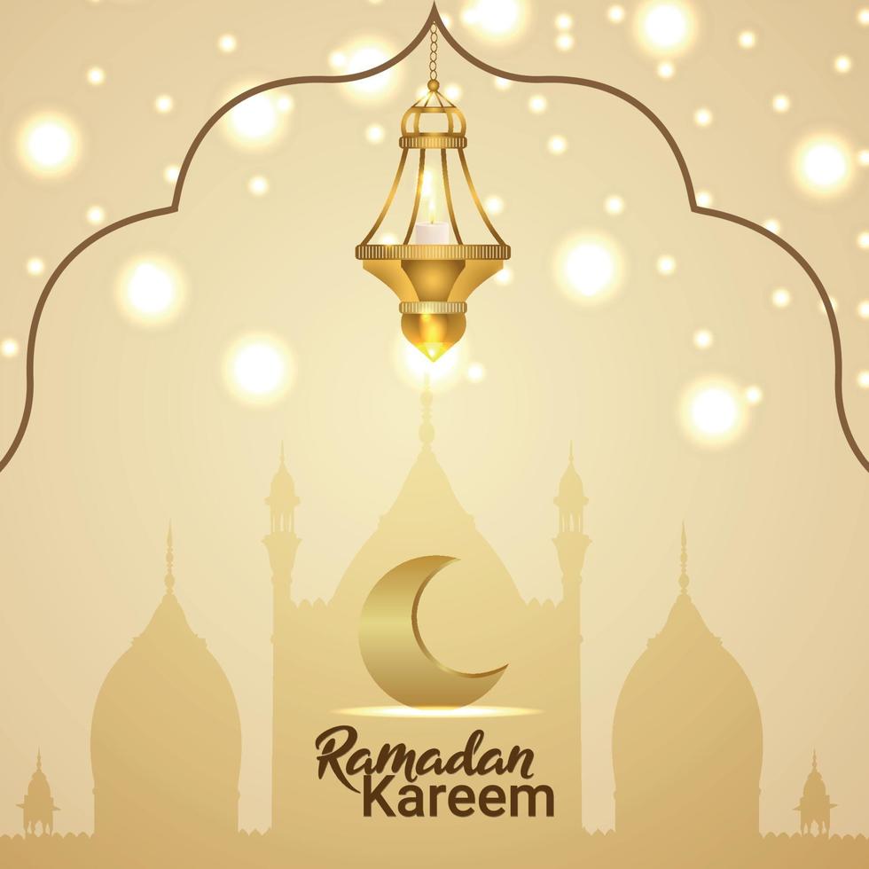 ramadan kareem firande gratulationskort med kreativa vektor lykta