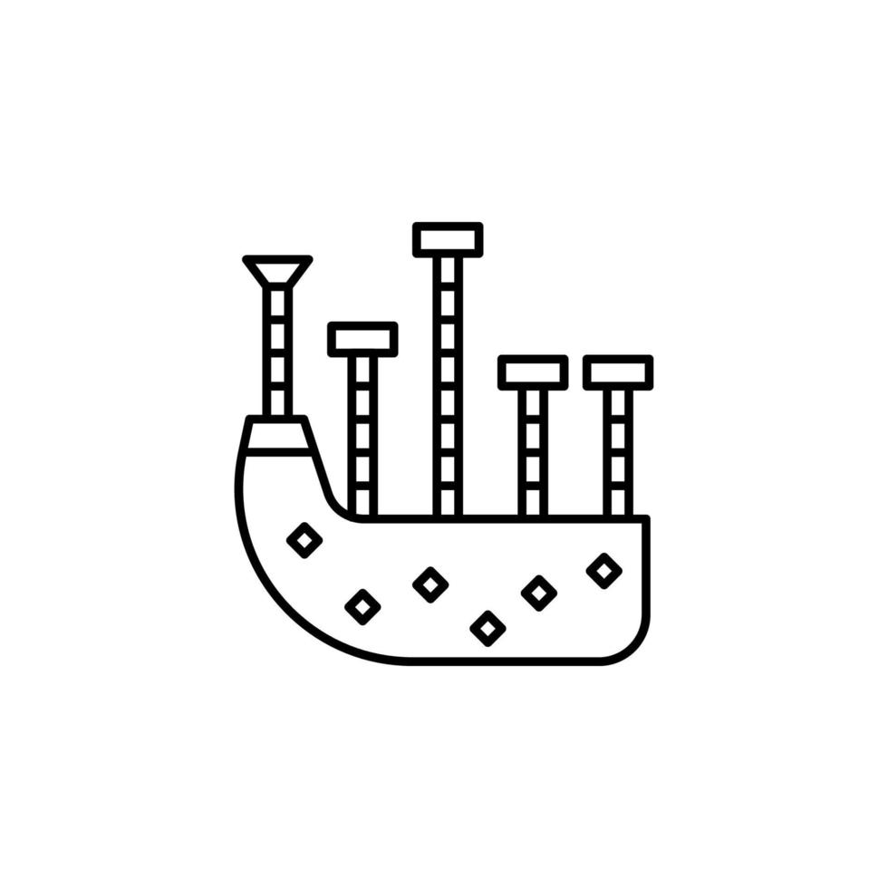 säckpipa, folk, instrument, musikalisk vektor ikon illustration