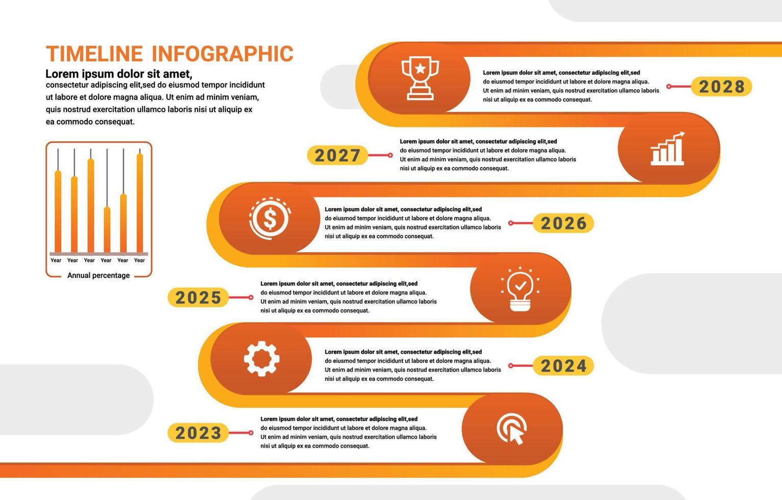 jährlich Prozess Zeitleiste Geschäft Infografik vektor