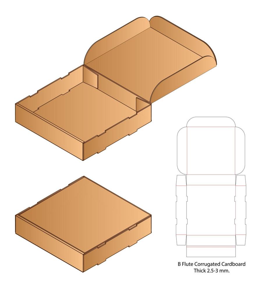 Box Verpackung gestanzte Vorlage Design. 3D-Modell vektor