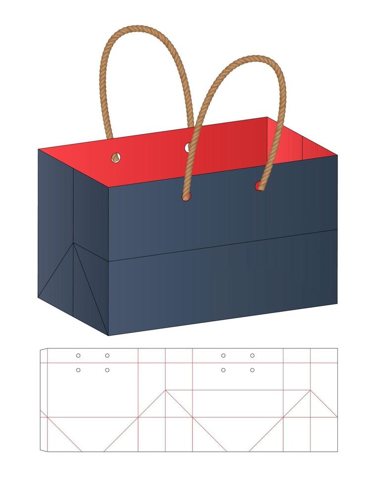 låda förpackning stansad mall design. 3d mock-up vektor