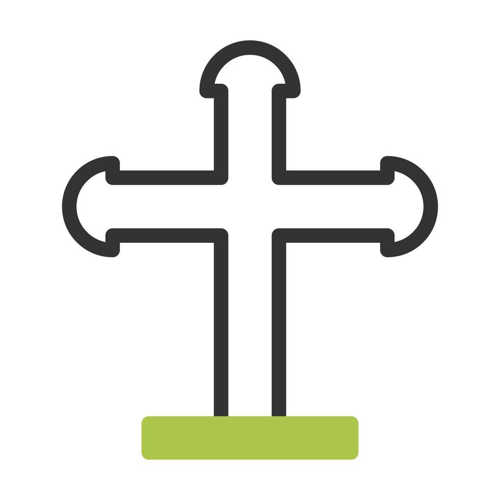salib ikon duotone grå grön Färg påsk symbol illustration. vektor