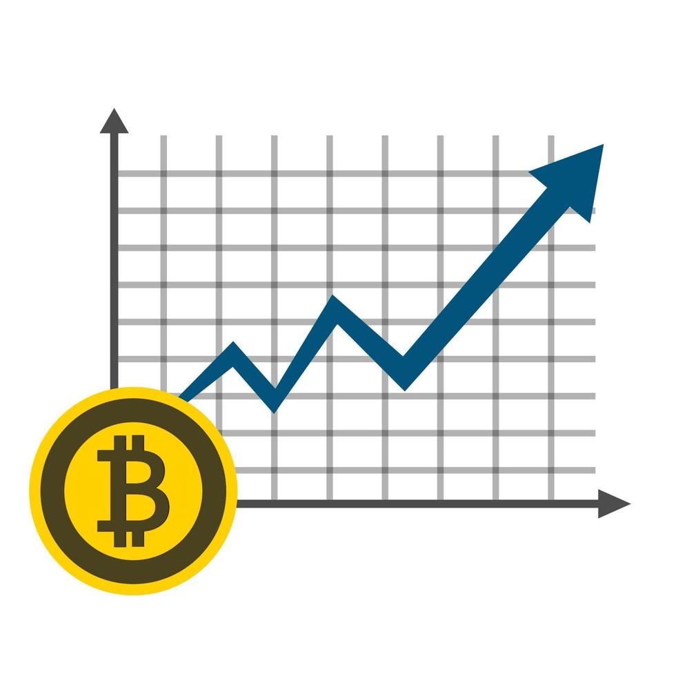 Geschäfts-Bitcoin-Konzept-Wachstumstabelle auf Grafikhintergrund. Vektorillustrator vektor