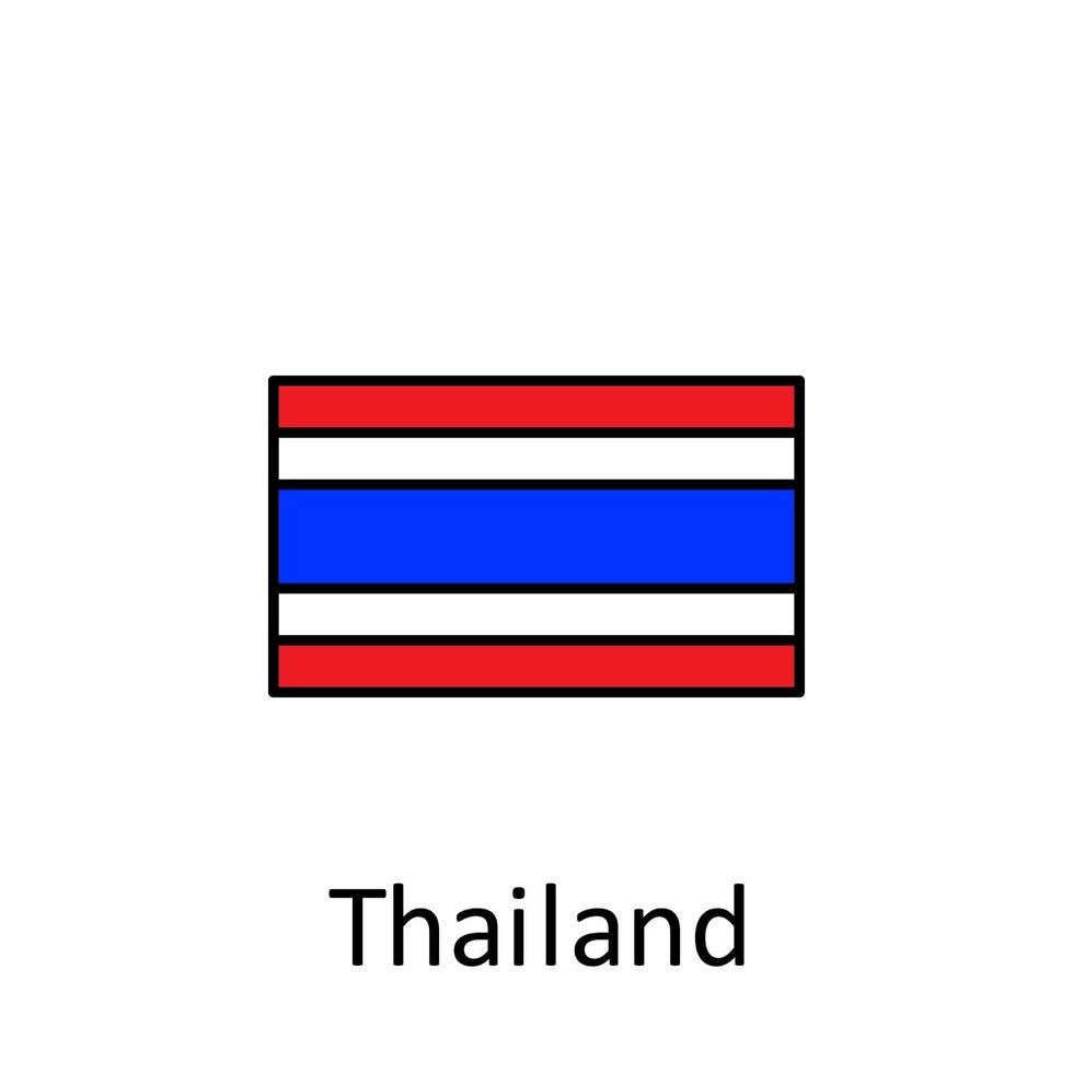 nationell flagga av thailand i enkel färger med namn vektor ikon illustration