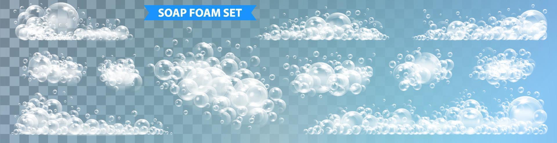 Seife Schaum mit Luftblasen isoliert Vektor Illustration