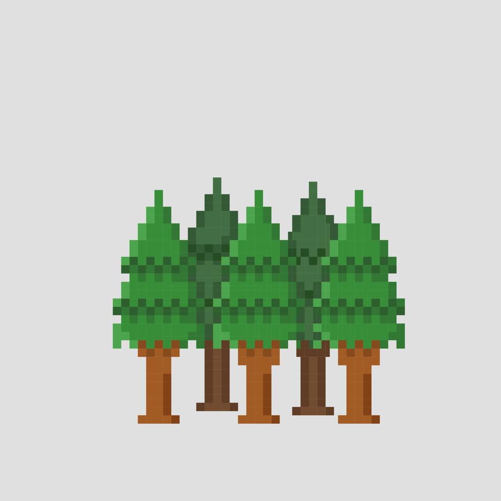 gran skog i pixel konst stil vektor