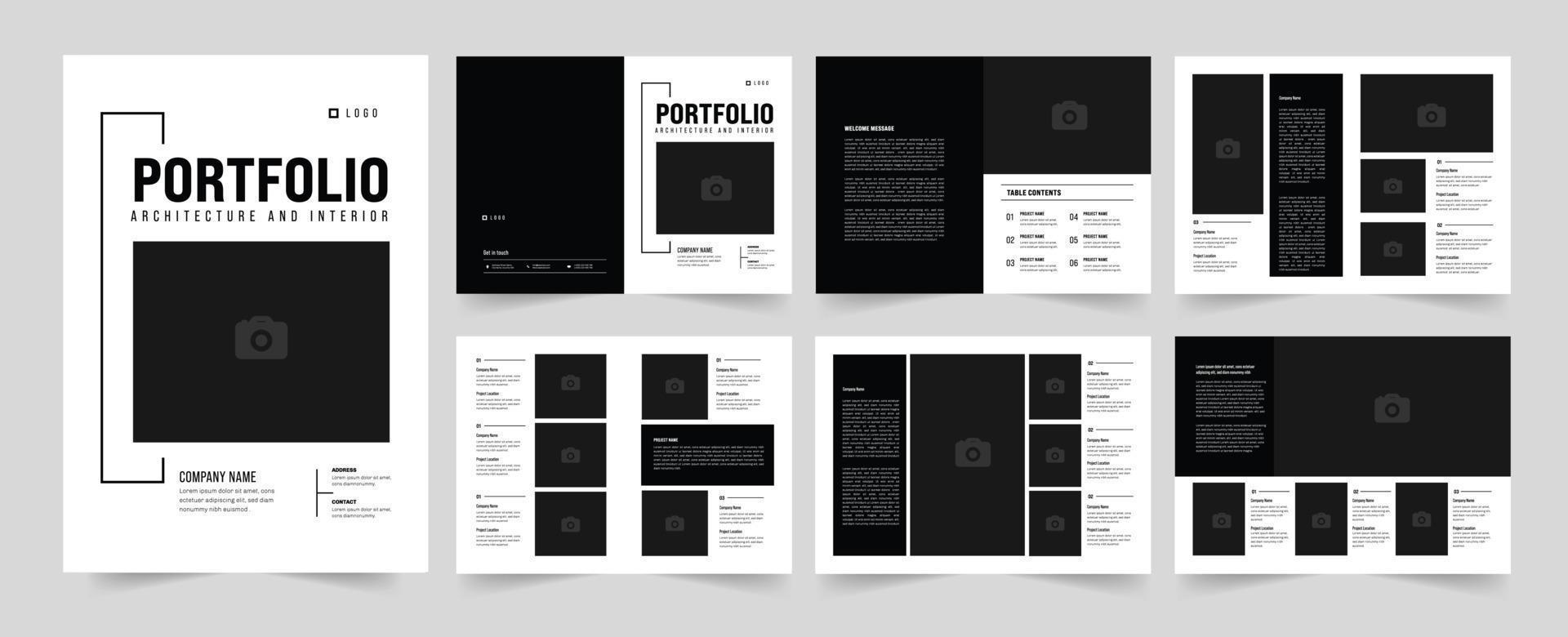 Portfolio Layout Design mit schwarz und Weiß vektor
