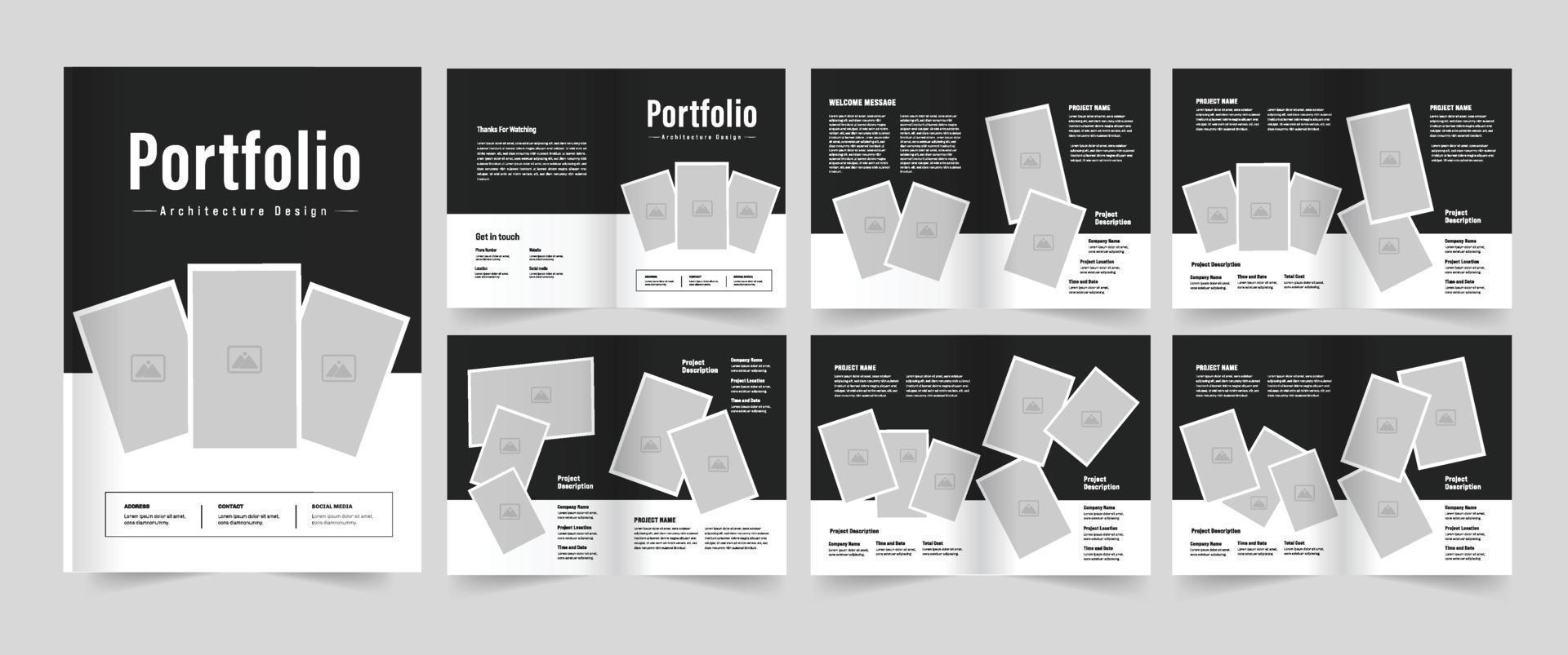 Portfolio Layout Vorlage und und Portfolio mit schwarz und Weiß vektor