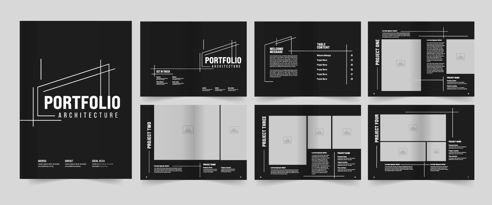 kreativ Portfolio und und Portfolio mit schwarz und Weiß vektor