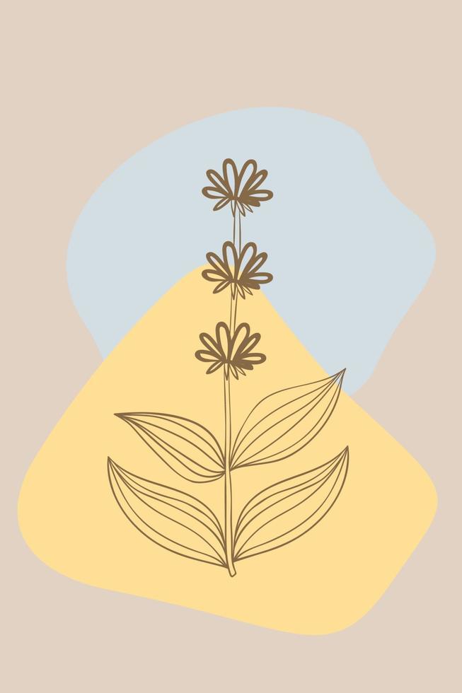 gentian gul, abstrakt, affisch, minimal vektor