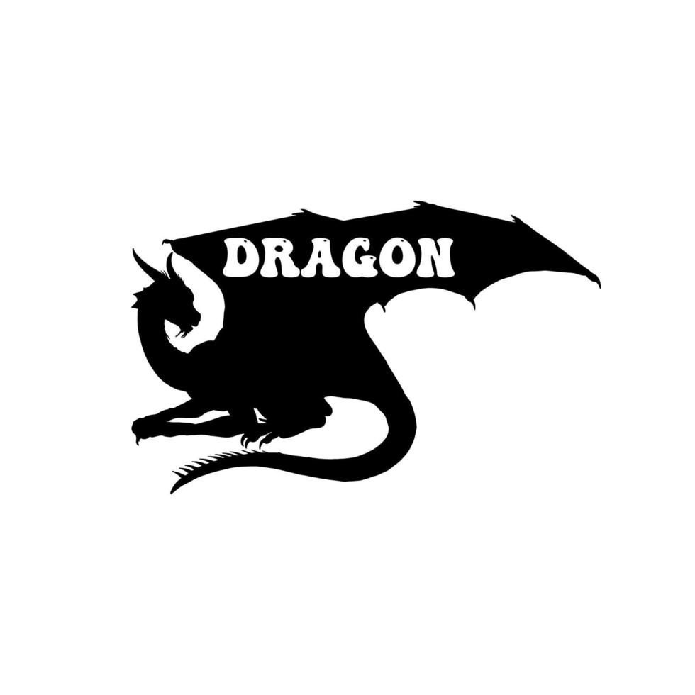 drake vektor silhuett fri, drake ikon logotyp, vektor teckning av en svart drake silhuett, drake silhuett på vit bakgrund